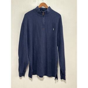 VTG Polo by Ralph Lauren Men’s 1/4 Zip Navy Blue Cotton Sweater Preppy Classic